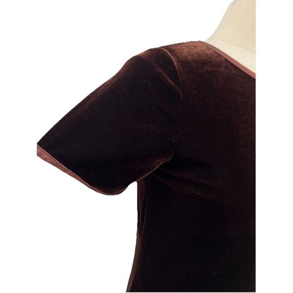 Vtg Carol Little Dark Brown Velvet Stretch Mini Dress M Y2K 90s Goth Grunge - Picture 4 of 8